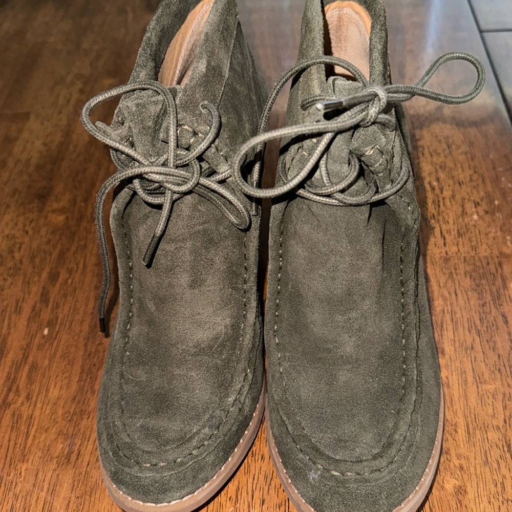 Olive green ankle boots